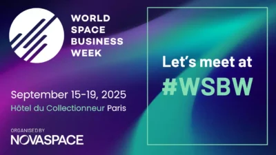 World Space Business Week promotional graphic with dates and location details