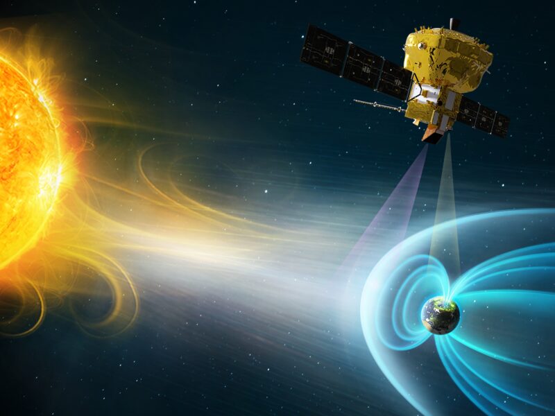 Artist's impression of the Smile mission studying Earth's magnetic field