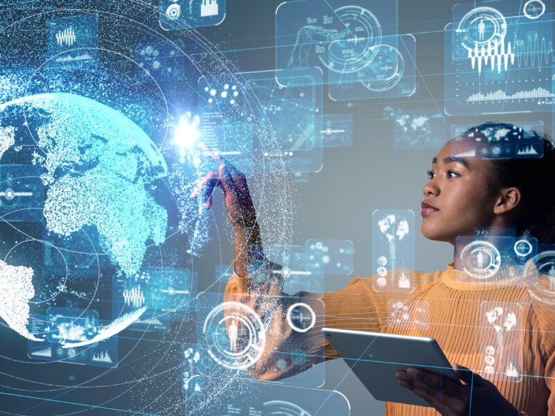 woman engineer yellow top screen